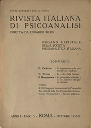 Weiss, Edoardo, 1889-1970, editor